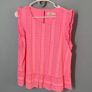 Lilly Pulitzer Neon Pink Eyelet Blouse